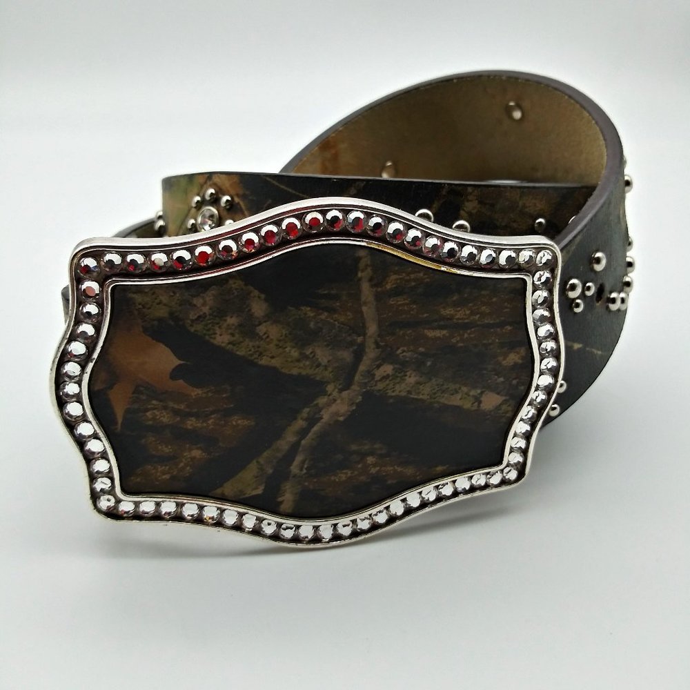 Nocano Camo & Rhinestone Leather  Belt L